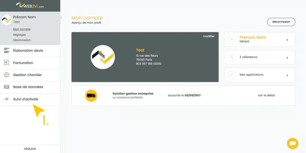Web2vi guide d'utilisation FAQ rapports suivi d'activité bâtiment