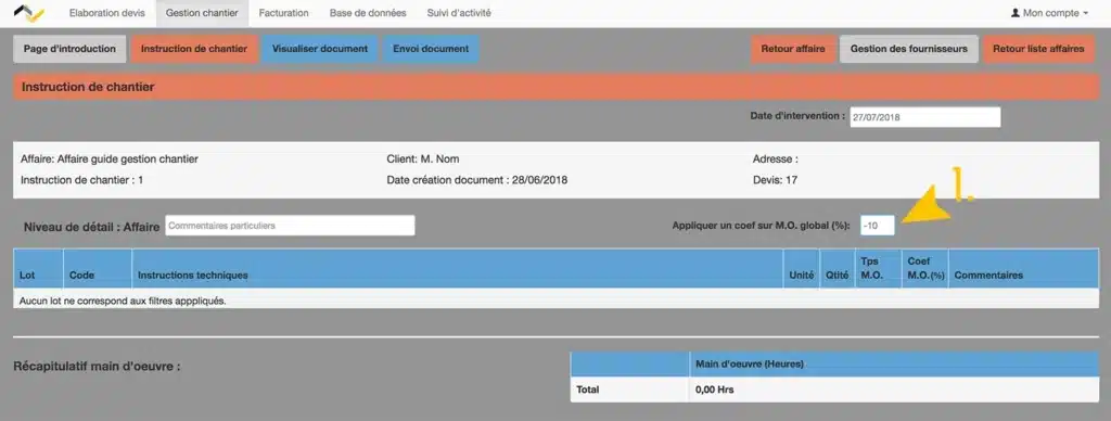 Web2vi guide d'utilisation FAQ gestion de chantier