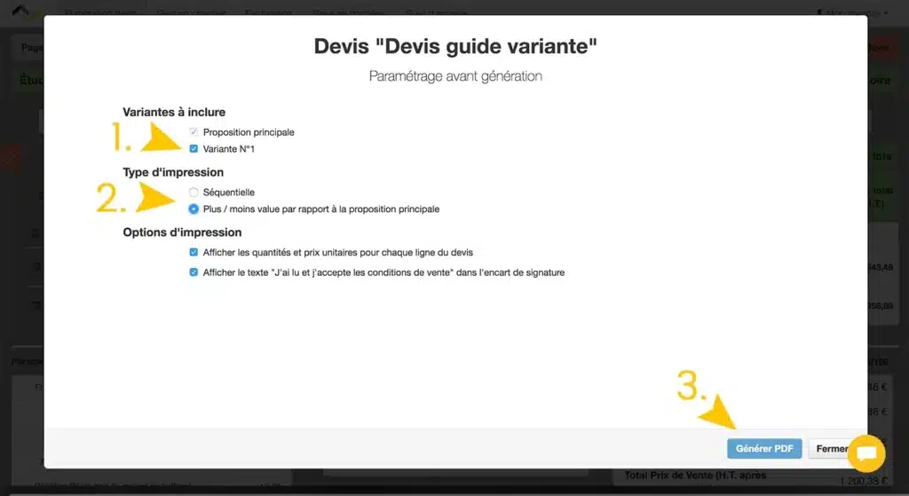 Web2vi Guide d'utilisation FAQ variante devis bâtiment