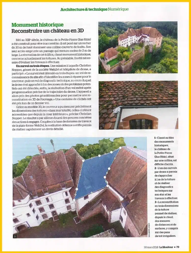 Article Le Moniteur Web2vi drone maquette 3D château La petite Pierre