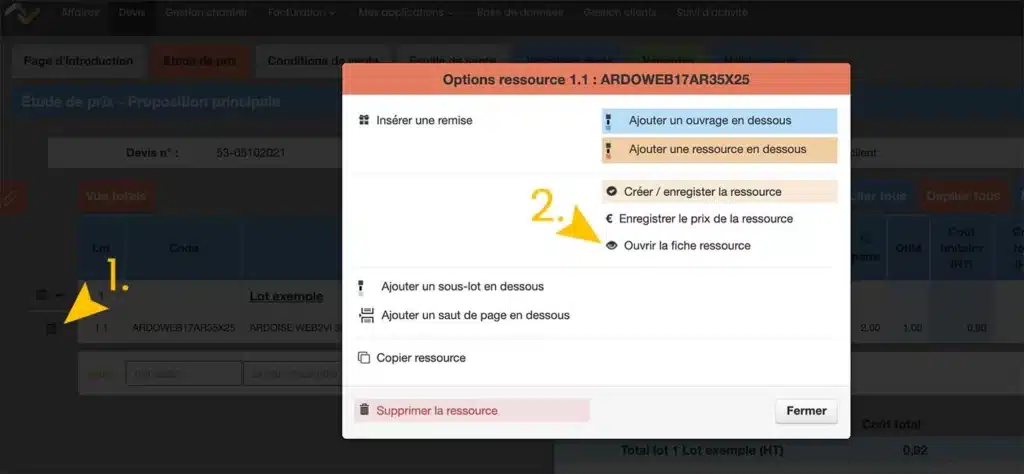 Image tuto - fournisseur depuis le devis 1