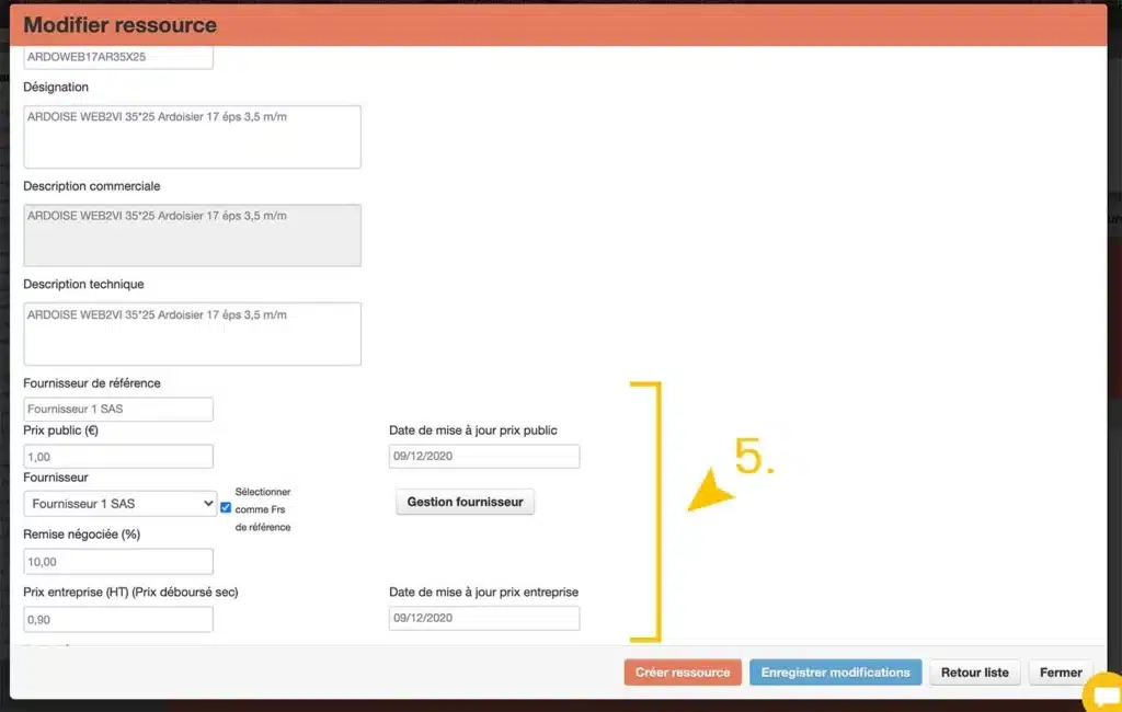 Image tuto - fournisseur depuis le devis 3