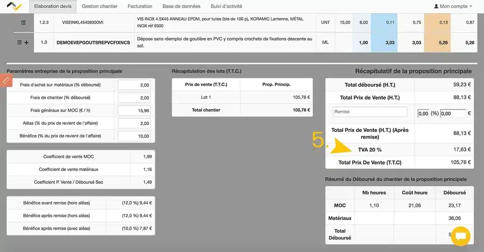 Mise à jour logiciel gestion web2vi TVA par défaut dans les devis et factures