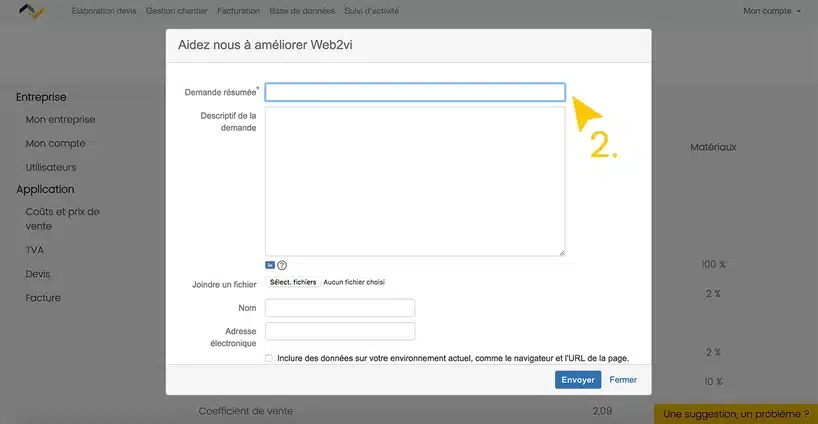 Mise à jour Web2vi une suggestion un problème service client équipe technique